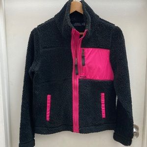 Polo Ralph Lauren fleece jacket black pink XS women coat Berber